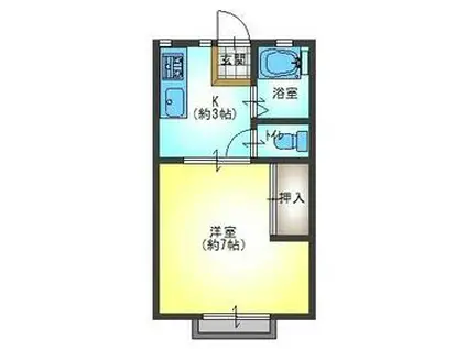 グリーンヒル内海A(1K/1階)の間取り写真