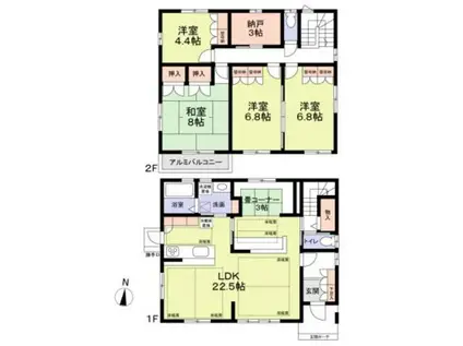三岐鉄道北勢線 七和駅 徒歩51分 2階建 築13年(4SLDK)の間取り写真