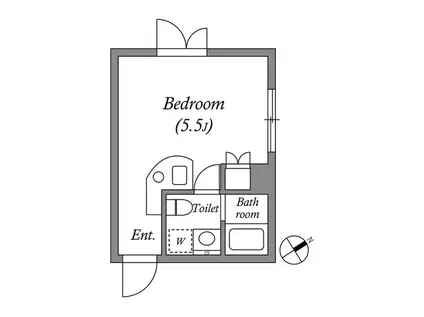 ルネサンスコート千駄ヶ谷ノース(ワンルーム/2階)の間取り写真