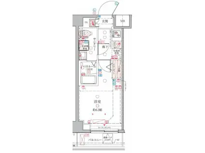 クレヴィスタ横浜綱島(1K/6階)の間取り写真