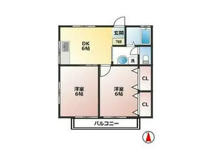 サンハイツ(2DK/1階)の間取り写真