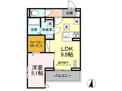 神大寺2丁目プロジェクト(1LDK/1階)の間取り写真