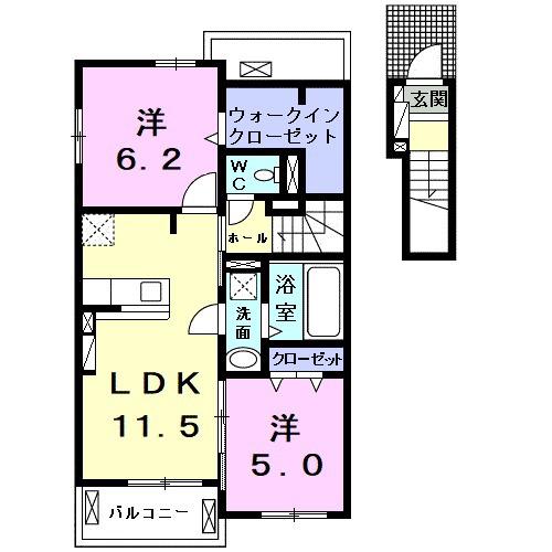 LUMIEREⅡリュミエール(2LDK/2階)の間取り写真