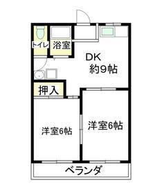 エスポワールすずき(2DK/1階)の間取り写真
