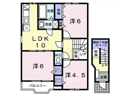 アンソレイエ1(3LDK/2階)の間取り写真