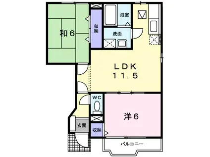 ラフォーレⅡ・B(2LDK/1階)の間取り写真