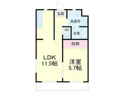 FELICE GATTO YOKOSUKAフェリスガトーヨ(1LDK/1階)の間取り写真