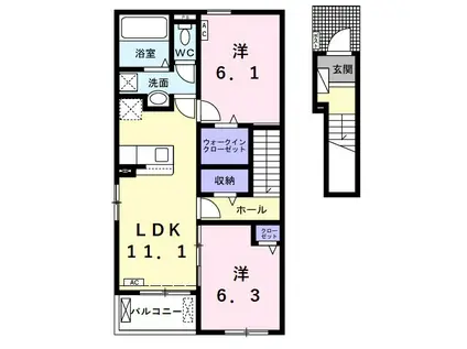 LEIB(2LDK/2階)の間取り写真