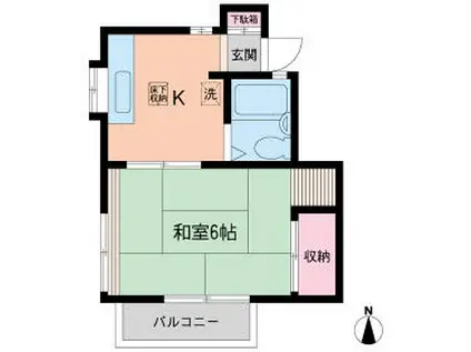 高橋コーポ(1K/2階)の間取り写真