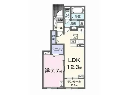 DICEーKⅡ(1LDK/1階)の間取り写真