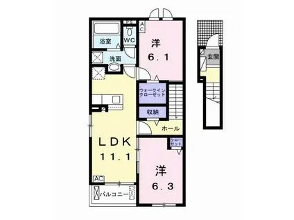 DICEーKⅡ(2LDK/2階)の間取り写真