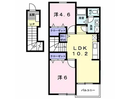 SOLEADOⅠ(2LDK/2階)の間取り写真