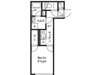 ルーデンス常盤台Ⅲ(1K/4階)の間取り写真