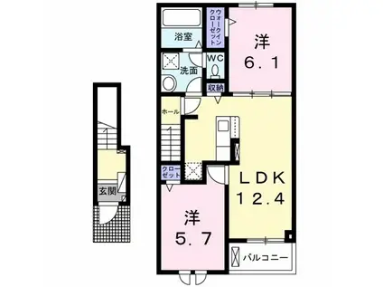 ルラシオン(2LDK/2階)の間取り写真