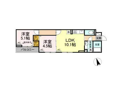 セレスティア南花畑Ⅱ(2LDK/3階)の間取り写真