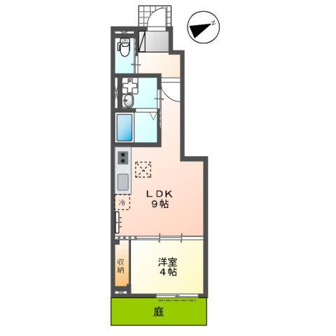 グランプラム箱根ヶ崎(1LDK/1階)の間取り写真