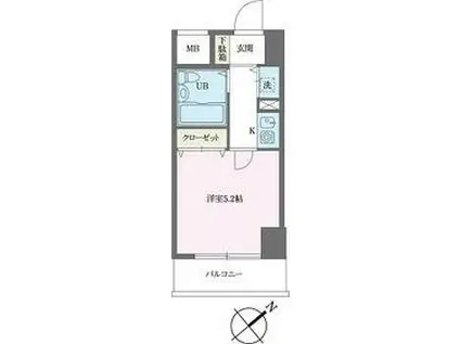 ベルトピア新松戸第2(1K/4階)の間取り写真