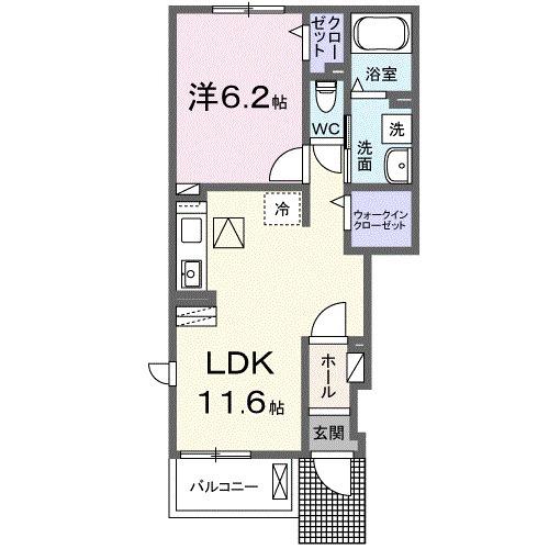 エクセランテルミエールⅠ(1LDK/1階)の間取り写真