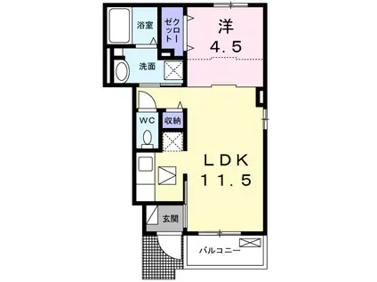 ベル ヒルズⅢ(1LDK/1階)の間取り写真