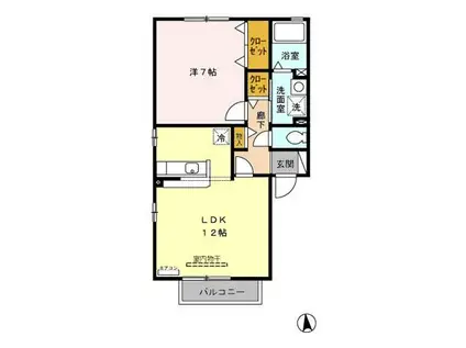 クレセントB棟(1LDK/2階)の間取り写真