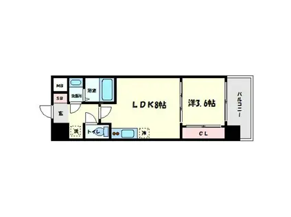 セレニテ北久宝寺(1LDK/13階)の間取り写真