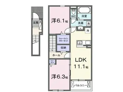エイト・フラットⅢ(2LDK/2階)の間取り写真