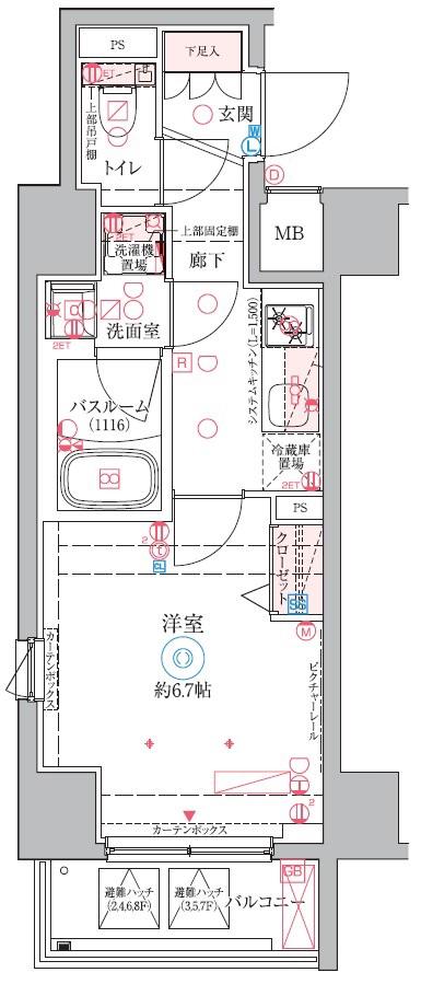 クレヴィスタ中野新橋Ⅱ(1K/3階)の間取り写真
