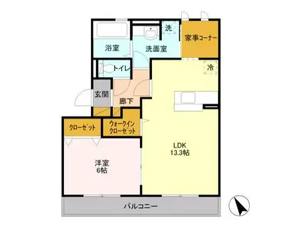 クレーストS(1LDK/2階)の間取り写真