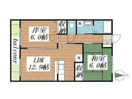 プレステージYAMAMOTO(2LDK/2階)の間取り写真