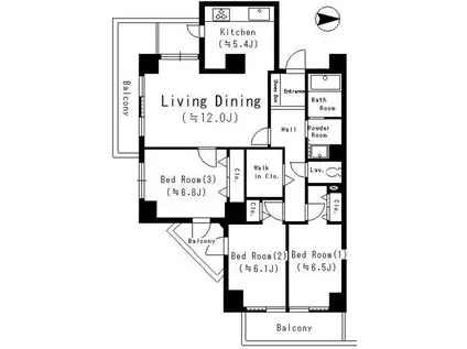 DAIWA GRACE MAISON 大(3LDK/6階)の間取り写真