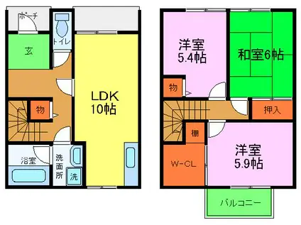 フジパレス忠岡B棟(3LDK)の間取り写真