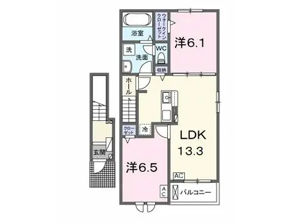 ベルファミーユ Ⅷ(2LDK/2階)の間取り写真
