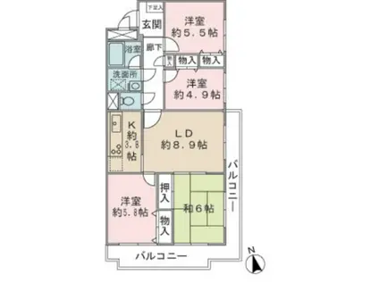 藤和シティコープ東寺尾(4LDK/2階)の間取り写真