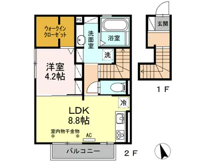 GROW NEXT Ⅱ(1LDK/2階)の間取り写真