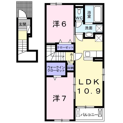 ナリッシュ(2LDK/2階)の間取り写真