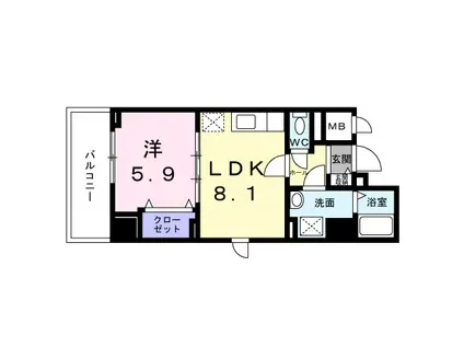 ココ クレメント 1(1LDK/7階)の間取り写真