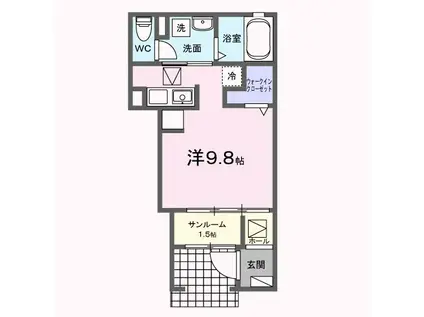 リュミエール(ワンルーム/1階)の間取り写真