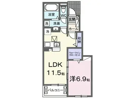 キルシュ 曙 Ⅰ(1LDK/1階)の間取り写真