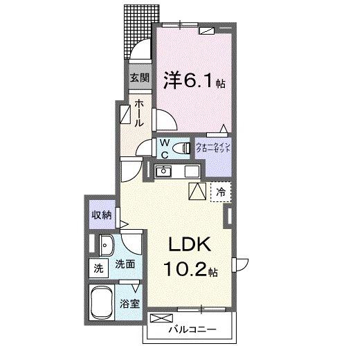 キルシュ 曙 Ⅱ(1LDK/1階)の間取り写真