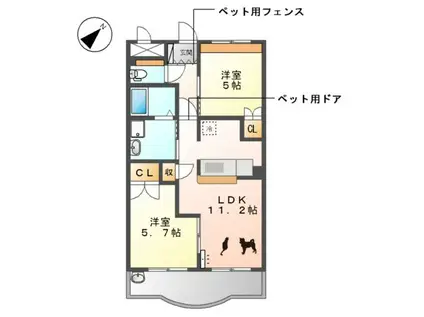 ファビュラス(2LDK/3階)の間取り写真