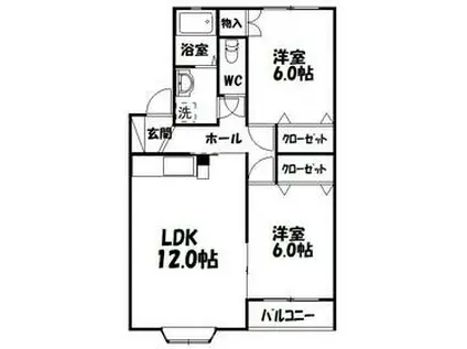 エスポワールミシマC(2LDK/2階)の間取り写真