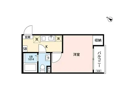 エトワール鶴ヶ島(1K/1階)の間取り写真