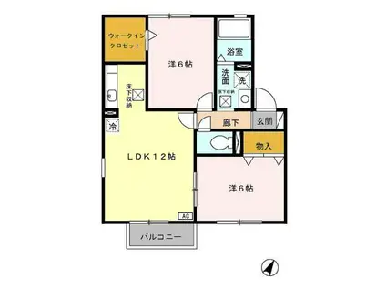 サンセール細江A(2LDK/1階)の間取り写真