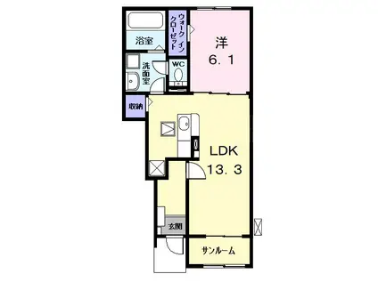 アルドールⅡ(1LDK/1階)の間取り写真