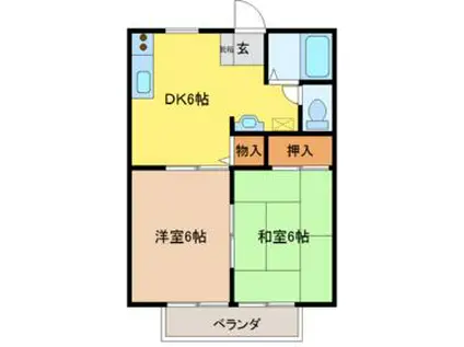 玉戸ハイツ(2DK/1階)の間取り写真