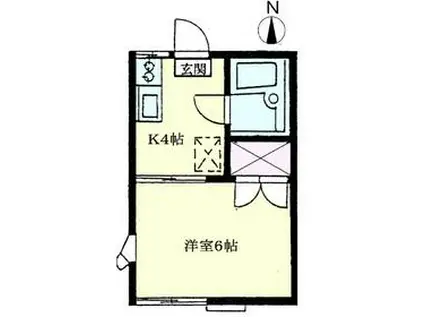 ファミーユ津田沼F(1K/2階)の間取り写真