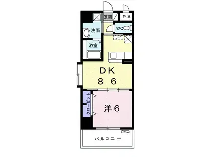 コーラルストーン泊(1LDK/6階)の間取り写真