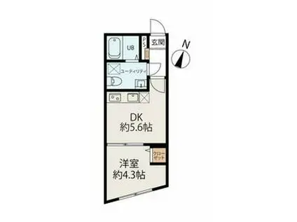 スカイヒルズ中野弥生町(1DK/1階)の間取り写真