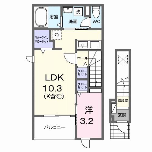 ルタン ラシック(1LDK/2階)の間取り写真