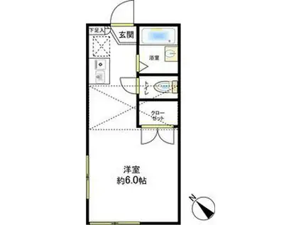 コンフォートⅡ(ワンルーム/1階)の間取り写真
